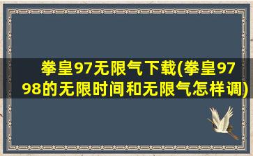 拳皇97无限气下载(拳皇97 98的无限时间和无限气怎样调)